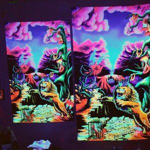 Trippy Blacklight Tapestry Cool Hippie Room Wall Decor Psychedelic Surreal Art